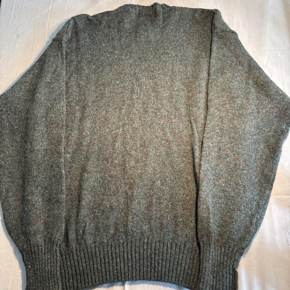 Pendleton Mens L Shetland Wool Crewneck Sweater Green Heather Knit Pullover - Picture 4 of 9